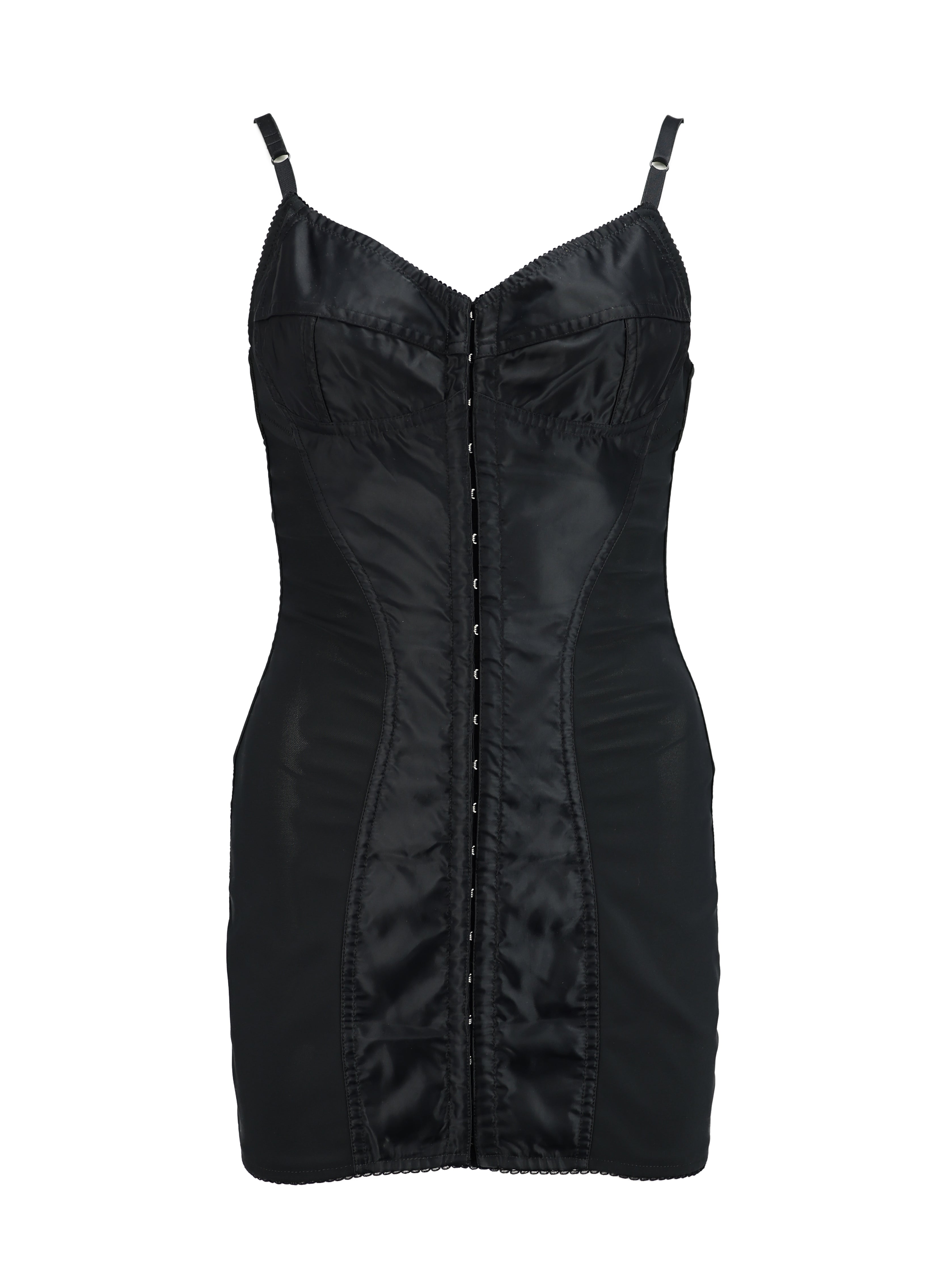 DOLCE AND GABBANA VINTAGE LABEL BLACK SILK BONED CORSET COCKTAIL DRESS