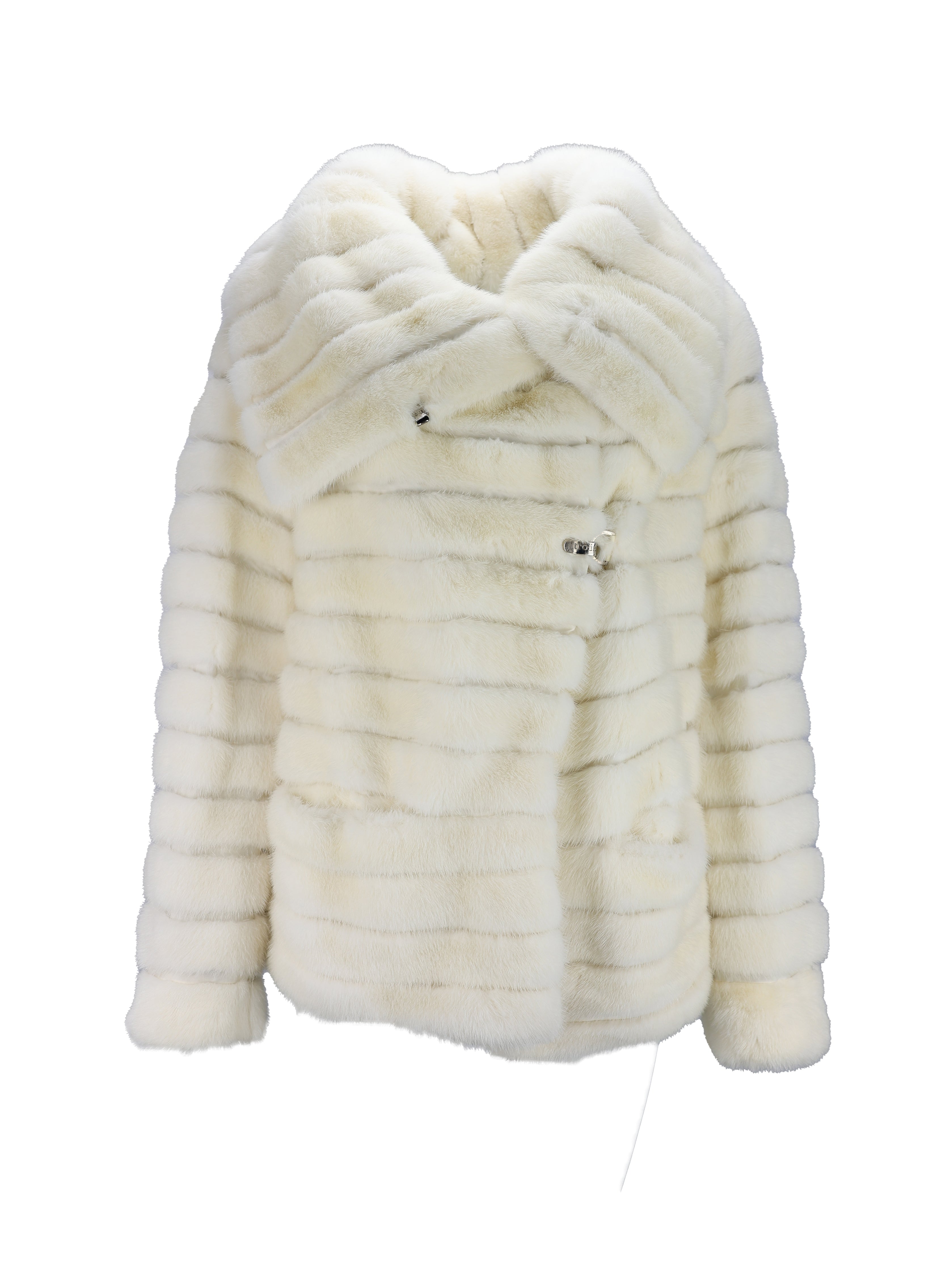 JITROIS WHITE FOX FUR LONG SLEEVE COAT